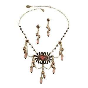 Vintage Style Michal Negrin Jewelry Set Necklace, Decorated with 
