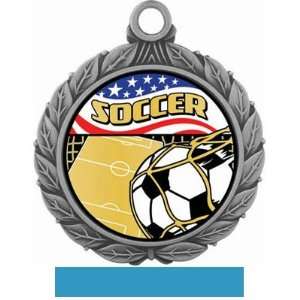  Custom Soccer Medal With Americana Insert M 8501 SILVER 
