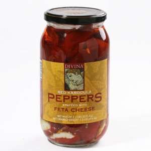 Red Kardoula Peppers Stuffed with Feta   Large Jar (2.1 pound)  