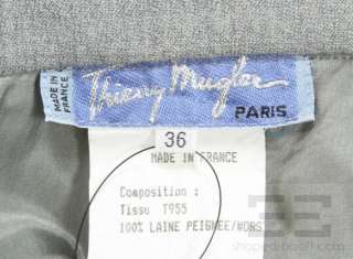   Mugler 2 Piece Grey Wool Jacket And Skirt Suit Set Size 36  