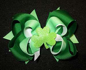 St. Patricks Day Hair Bow Shamrock Girls Irish Baby  