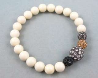 NEW AUTH STELLA & DOT Revival Crystal pave balls Bracelet in Ivory RV$ 
