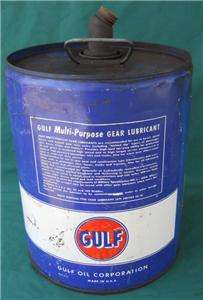 GULF GAS & OIL STATION ADVERTISING 5 GALLON GOOSE NECK OIL LUBRICANT 