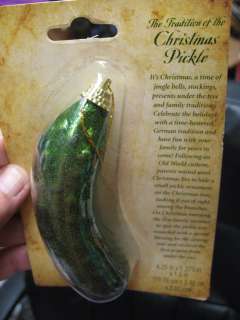 LG Christmas Pickle New in PKG green glittery shiny HIDE IT UNTIL XMAS 