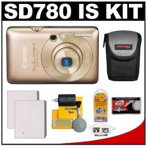 Canon PowerShot SD780 IS Digital ELPH Camera (Gold) + Batteries 