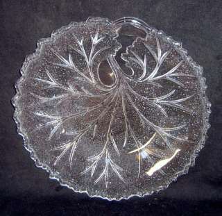Indiana Stippled Pebble Leaf Vein Handled Glass Salad Plate  
