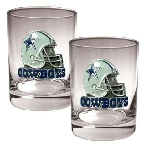  Dallas Cowboys NFL 2pc Rocks Glass Set   Helmet logo 