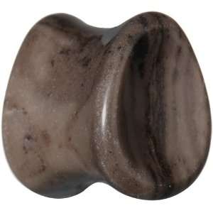  00 Gauge Concave Pear Fossil Stone Plug Jewelry
