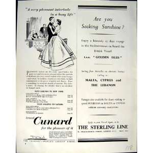   1953 ADVERTISEMENT CUNARD QUEEN LINERS STERLING SHIPS