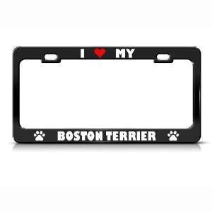  Boston Terrier Paw Love Heart Pet Dog Metal license plate 