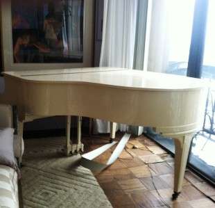 Antique George Steck Art Deco Style White Baby Grand Piano  