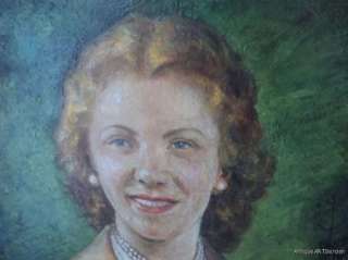 VINTAGE 1940s Art DECO Woman PORTRAIT Signed D. Norman  
