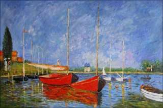 Claude Monet Red Boats Reproduction, High Quality Hand Painted Oil 