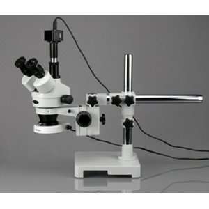 5X 90X Stereo Boom Microscope with 80 LED Light and 8M Camera 