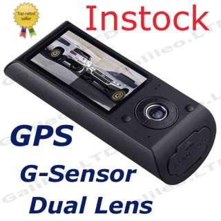 screen HD Dual camera car dvr with GPS logger X3000 G sensor 