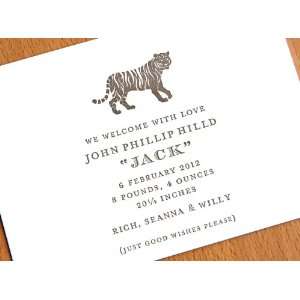carrot & stick tiger custom letterpress birth announcement