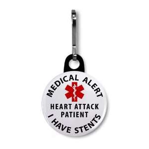 HEART ATTACK PATIENT I Have Stents Medical Alert 1 inch Black Zipper 