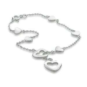   Jewelry Sterling Silver Heart Charm Lariat Bracelet 7.5 Jewelry
