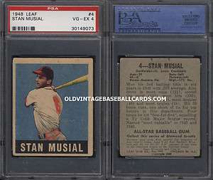 1948 Leaf #4 Stan Musial   Cardinals PSA 4  
