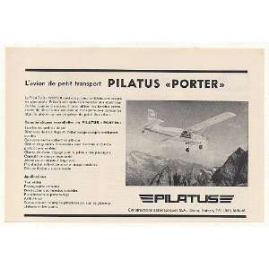  1960 Pilatus Porter Airplane Aircraft French Print Ad 