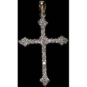  Faceted Stone Cross   Sterling Silver 