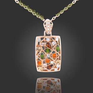 18K rose gold Gp Swarovski Crystal fashion necklace N3  