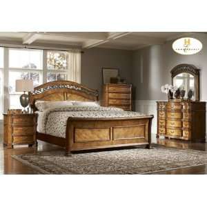   Waxed Pine Bedroom Set (California King Size Bed, Nightstand, Dresser