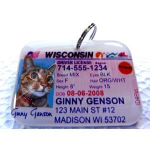   Driver License Pet Identification Tag for Cats or Dogs