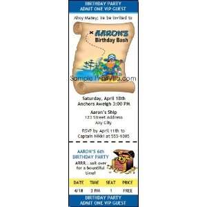  Pirate Map Birthday Party Ticket Invitation Health 