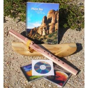 Key of A 6 Hole Unfinished Cedar Native American Style Flute, Book & 3 