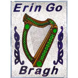  ERIN GO BRAGH Celtic Irish WINDOW 10 x 14 GREEN Suncatcher 