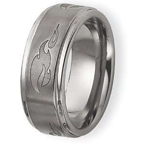 Chisel Tungsten Ridged Edge 8mm Brushed and Polished Band 