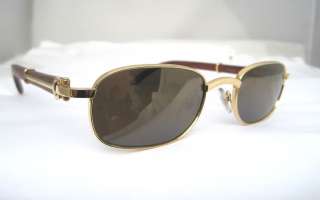 CARTIER GOLD SQUARE SUNGLASSES WOOD NEW  AUTHENTIC  