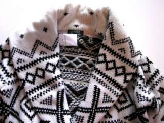   Black Navajo Indian Blanket Cashmere Belted Shawl Sweater Large  