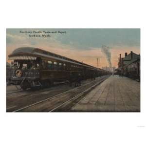  Spokane, WA   View of N. Pacific Train & Depot Giclee 