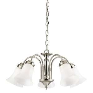   Light Interior Chandelier, Brushed Nickel Finish with White Opal Glass