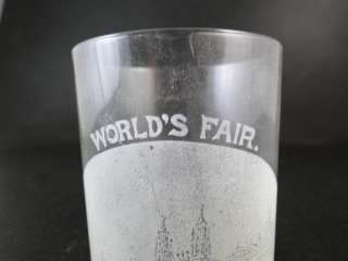   Worlds Fair Etched Souvenir Cup Glass Columbian Exposition  