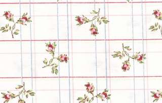 Cottage Romance Floral Rose Buds on White Fabric 1 Yard  