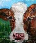 brown white cow giclee of painting kasheta calf spring wildlife