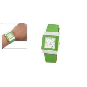Como Green Faux Leather Strap Colors Arabic Number Dial Watch for Lady 