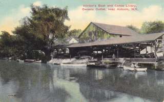 Auburn NY Cayuga Co Lake Boat Livery Scene Postcard N Y  