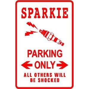  SPARKIE PARKING spark plug shock joke sign