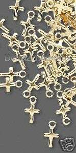 20 Gold Plated Cross Charms~Drop Bead~Religious Crosses  