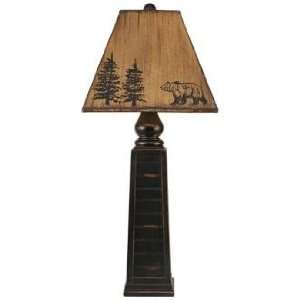   Black Pyramid with Faux Leather Shade Table Lamp