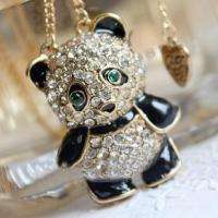   Cute Panda crystal rhinestone BJ Necklace fashion charm chain  