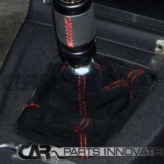JDM M/T BLK SUEDE SHIFT BOOT+RED STITCH SOLARA TACOMA  