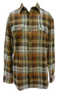Timberland orange plaid chamois button shirt size M  