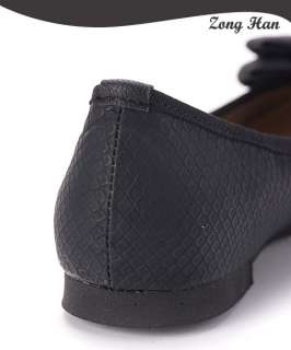 Womens Soft Slip on Comfy Bow Ballet Flat Shoe in Black, Leopard 