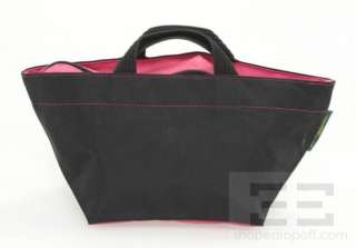 Herve Chapelier 2 Piece Black Nylon Pink & Brown Trim Small Handbag 