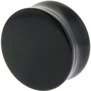   Inches Gauge Black Agate Natural Stone Double Flare Plug Jewelry